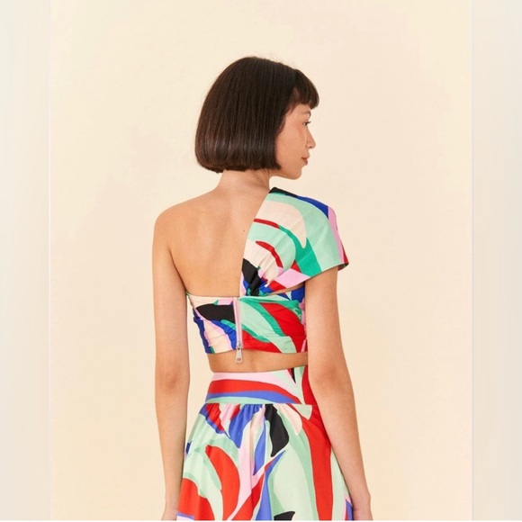 Farm Rio Colorful Monstera Organic Cotton Crop Top - Picture 6 of 7